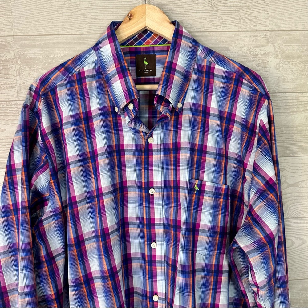 Taylorbyrd Button Down Flip Cuff Plaid Shirt 2xlt - image 1